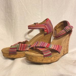 TOMS Pink Sienna Wedge Cork Sandal Womens 9.5